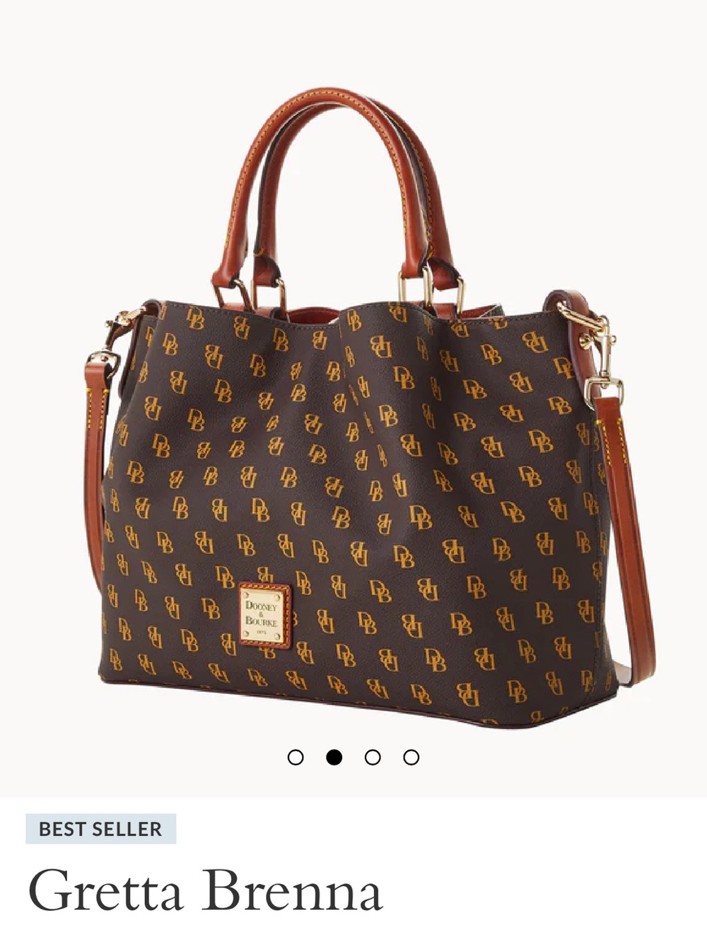 Dooney & Bourke Brown Logo Satchel with Tan Handles